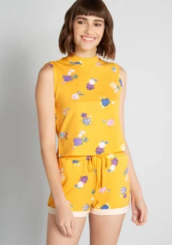 Asmara International Limited - China Lounging Amongst the Roses Sleeveless Top Yellow Floral Outlet
