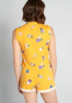 Asmara International Limited - China Lounging Amongst the Roses Sleeveless Top Yellow Floral Outlet