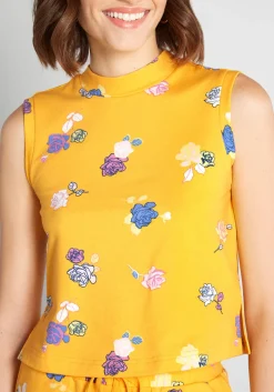 Asmara International Limited - China Lounging Amongst the Roses Sleeveless Top Yellow Floral Outlet