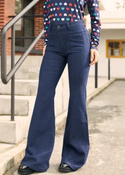 EZ Apparel Love and Mariner Flared Jeans Dark Wash