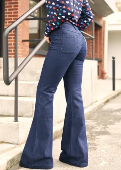 EZ Apparel Love and Mariner Flared Jeans Dark Wash