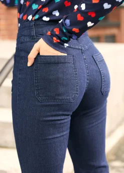 EZ Apparel Love and Mariner Flared Jeans Dark Wash