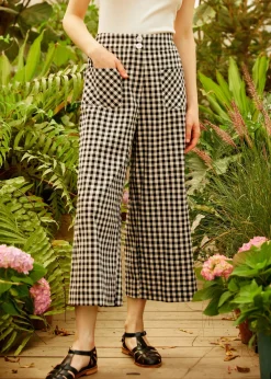 Lover & Mariner Crop Pants Black Gingham Clearance