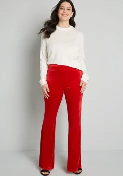 ModCloth Loving The Luxe Life Wide-Leg Pants Red Clearance