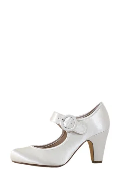 Madeline Satin Mary Jane Heels IVORY Sale