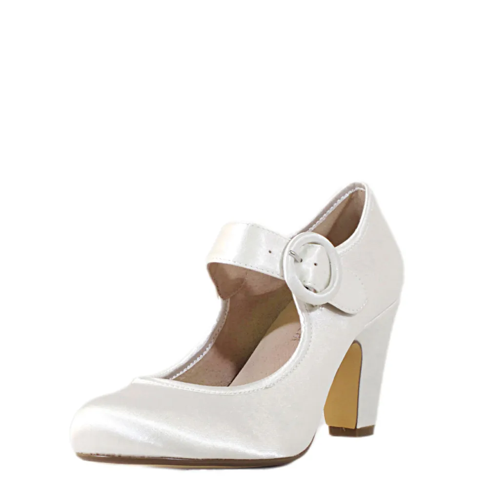 Madeline Satin Mary Jane Heels IVORY Sale