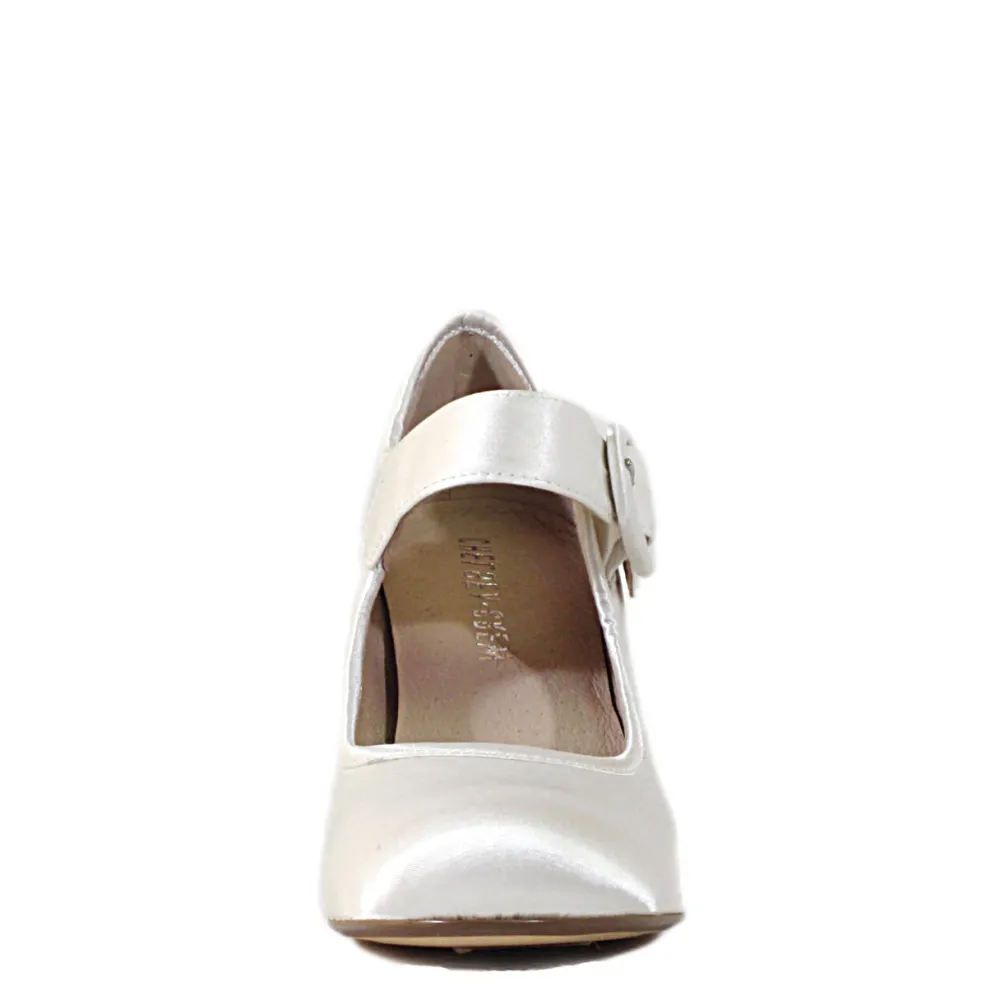 Madeline Satin Mary Jane Heels IVORY Sale