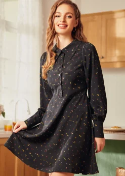 BTC Meet Me at the Sock Hop Fit & Flare Dress Midnight Blossom