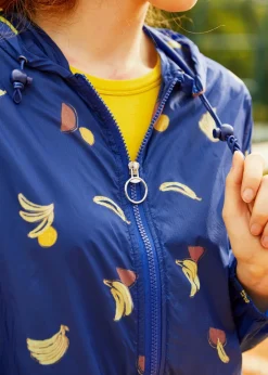 ModCloth Mind At Breeze Windbreaker Navy Banana Hot