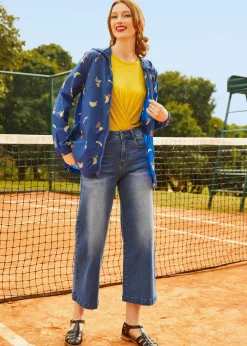 ModCloth Mind At Breeze Windbreaker Navy Banana Hot