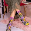 Mixed Sunflowers Black Sheer Crew Sock Sale