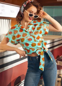 ModCloth x Marisol Muro Fabulous Fantasies Wrap Top Blue Ladybug New