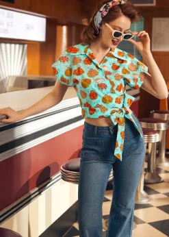 ModCloth x Marisol Muro Fabulous Fantasies Wrap Top Blue Ladybug New