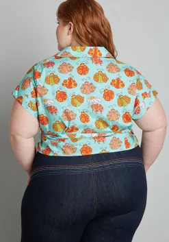 ModCloth x Marisol Muro Fabulous Fantasies Wrap Top Blue Ladybug New