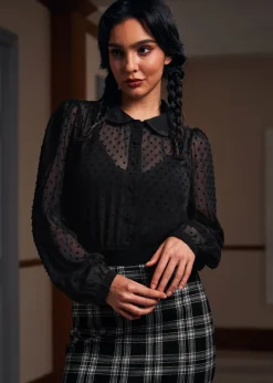 More Mulled Wine Collared Blouse Bewitching Black Clearance