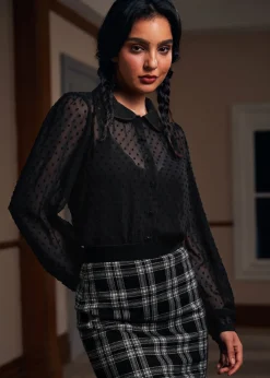 More Mulled Wine Collared Blouse Bewitching Black Clearance