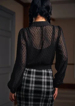 More Mulled Wine Collared Blouse Bewitching Black Clearance