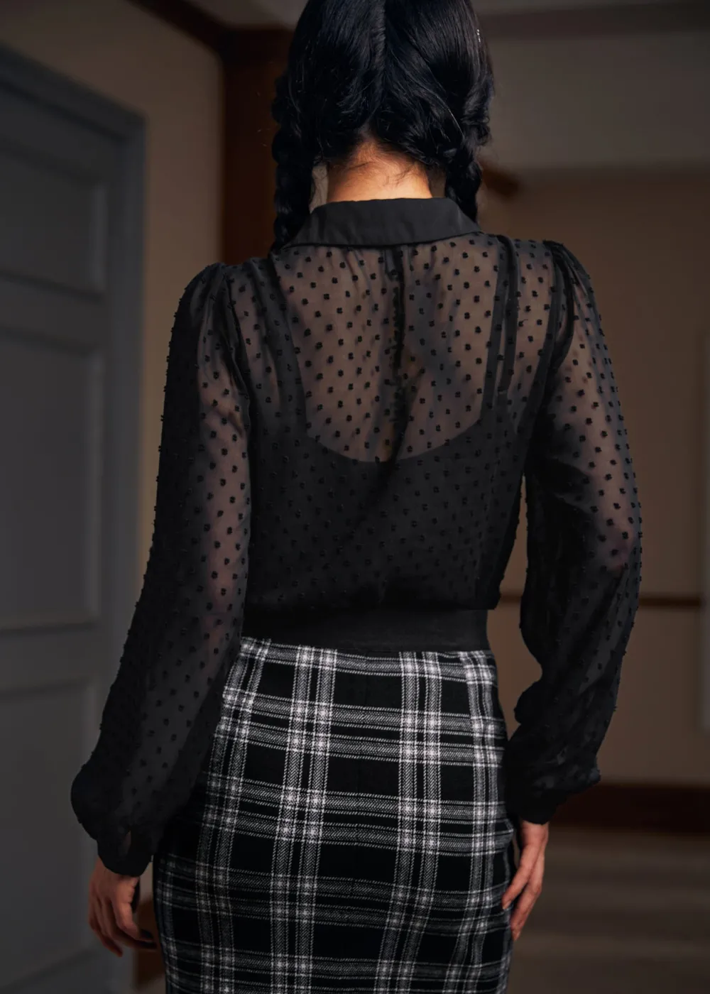 More Mulled Wine Collared Blouse Bewitching Black Clearance