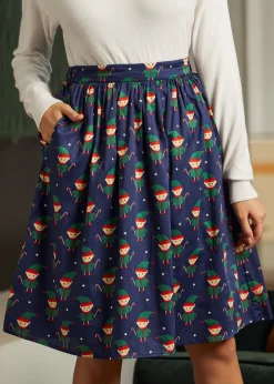 ModCloth More Than Charming Cotton Skirt Navy Elf Online