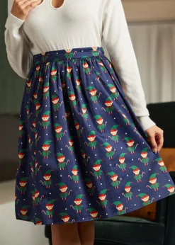 ModCloth More Than Charming Cotton Skirt Navy Elf Online