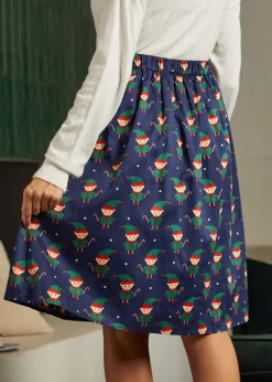 ModCloth More Than Charming Cotton Skirt Navy Elf Online