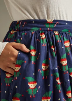 ModCloth More Than Charming Cotton Skirt Navy Elf Online