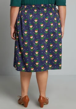 ModCloth More Than Charming Cotton Skirt Navy Elf Online