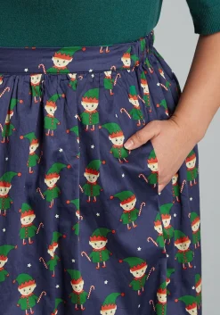 ModCloth More Than Charming Cotton Skirt Navy Elf Online