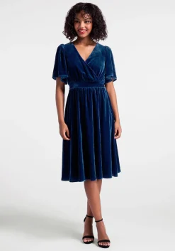 ModCloth Moves Like A Dance Midi Dress Blue Velvet Sale