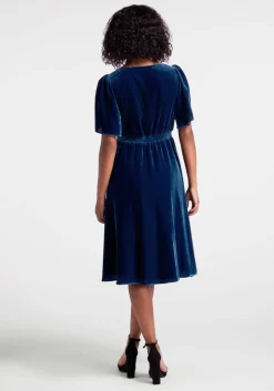 ModCloth Moves Like A Dance Midi Dress Blue Velvet Sale