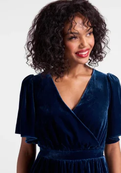 ModCloth Moves Like A Dance Midi Dress Blue Velvet Sale