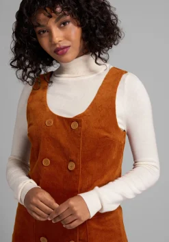 ModCloth My Power 'Cord' Double-Breasted Jumper Brown Discount