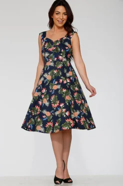Navy Hawaiian Swing Dress Hot