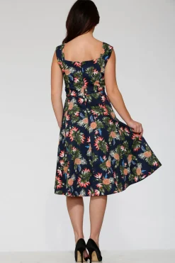 Navy Hawaiian Swing Dress Hot