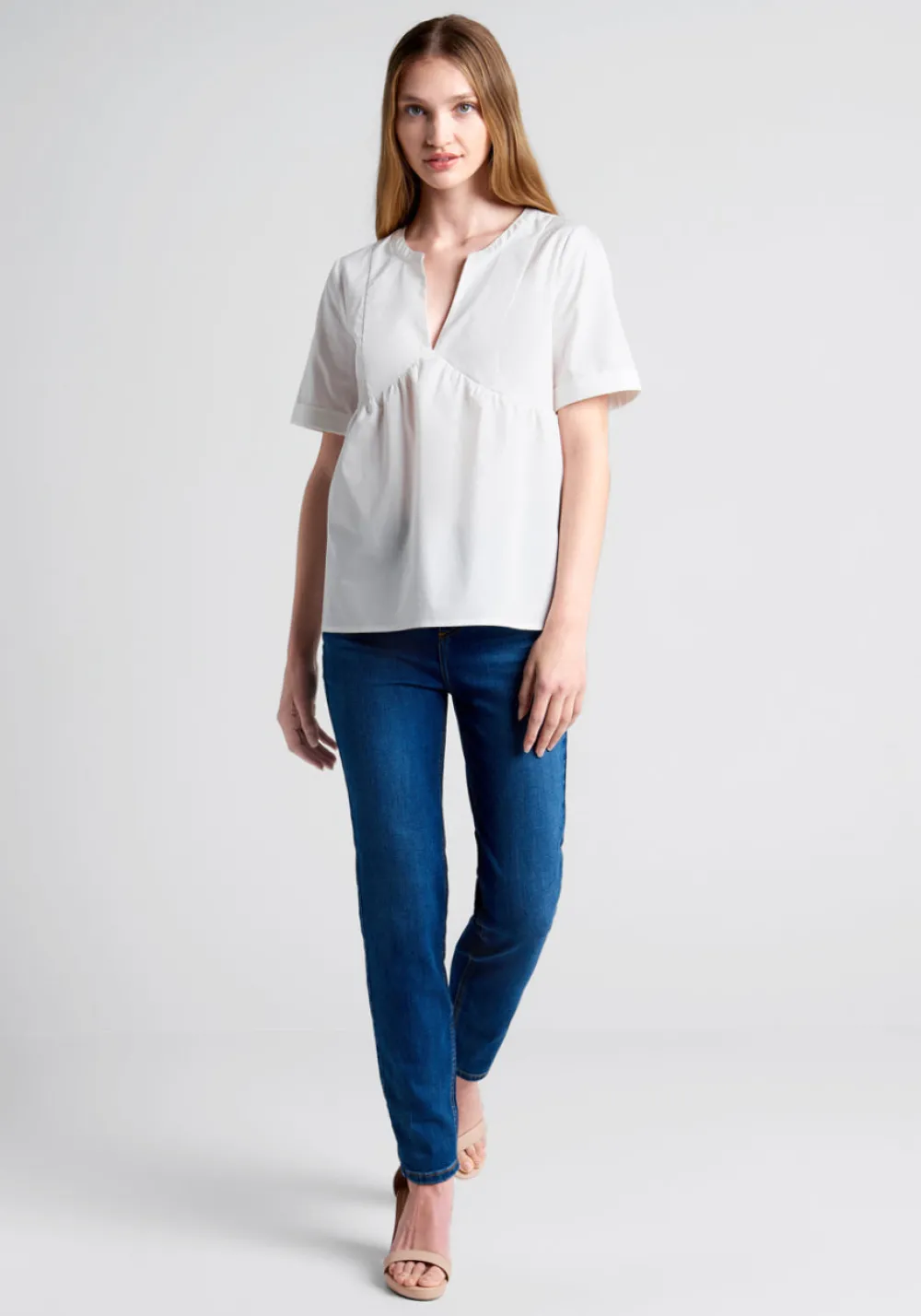 ModCloth Never Better Y-Neck Top White Clearance