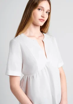 ModCloth Never Better Y-Neck Top White Clearance