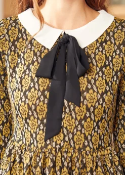 Nifty Fifties Flare Collar Dress Golden hour