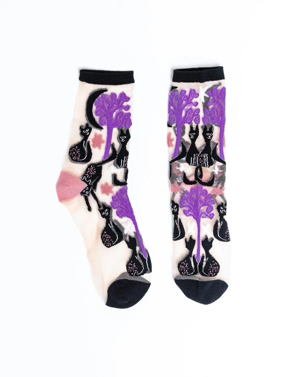 Nocturnal Cats Sheer Crew Sock Discount