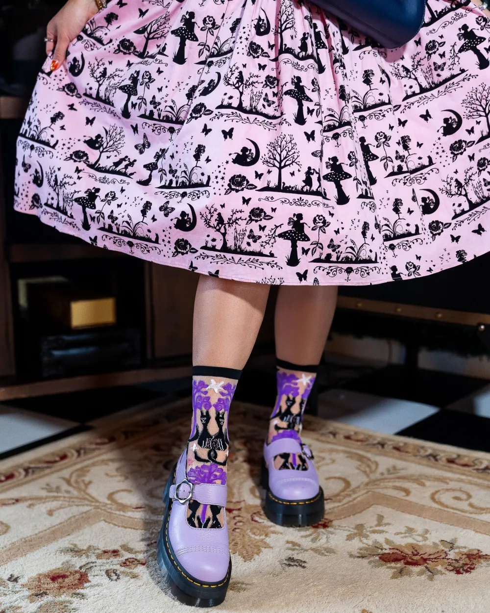 Nocturnal Cats Sheer Crew Sock Discount