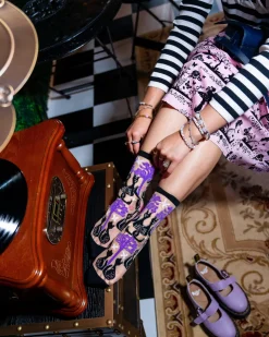 Nocturnal Cats Sheer Crew Sock Discount