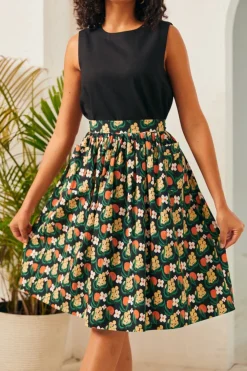 BTC Ocean Breeze Midi Skirt Black Floral Hot