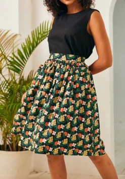 BTC Ocean Breeze Midi Skirt Black Floral Hot