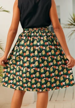 BTC Ocean Breeze Midi Skirt Black Floral Hot