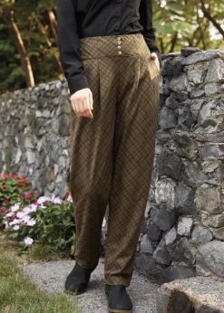 Once Upon a Twirl Pleated Trouser Checker Chestnut Hot