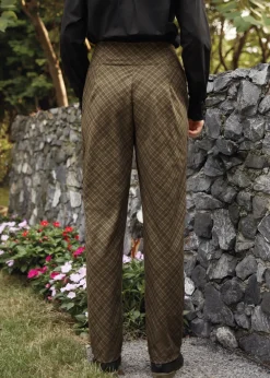 Once Upon a Twirl Pleated Trouser Checker Chestnut Hot