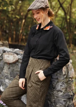 Once Upon a Twirl Pleated Trouser Checker Chestnut Hot