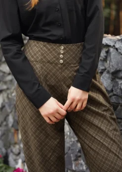 Once Upon a Twirl Pleated Trouser Checker Chestnut Hot