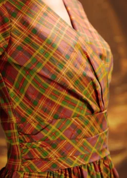 Orange Plaid Greta Dress Clearance