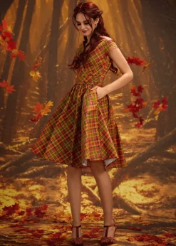 Orange Plaid Greta Dress Clearance