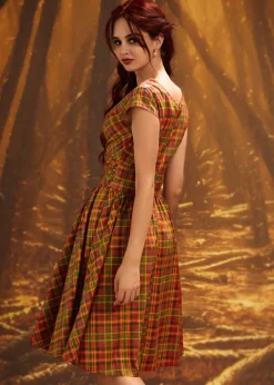 Orange Plaid Greta Dress Clearance